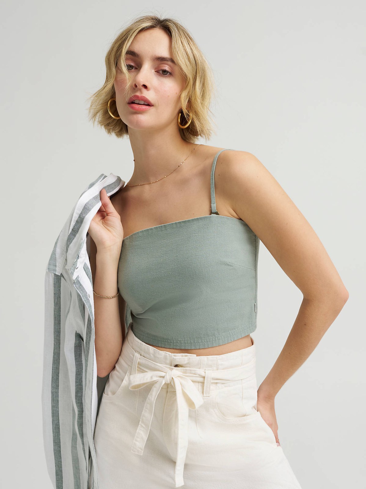 Women's Detachable Straps Linen Tube Top - view 2