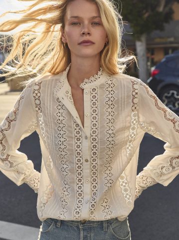 Women's Lace Button Down Blouse Women's Lace Button Down Blouse
