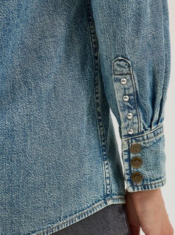 Women's Studded Working Western Denim Shirt