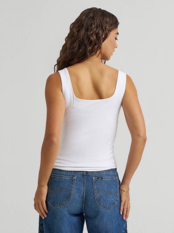 Women's Solid Square Neck Tank Top