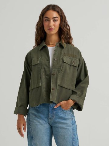 Women's Oversized Double Pocket Utility Overshirt