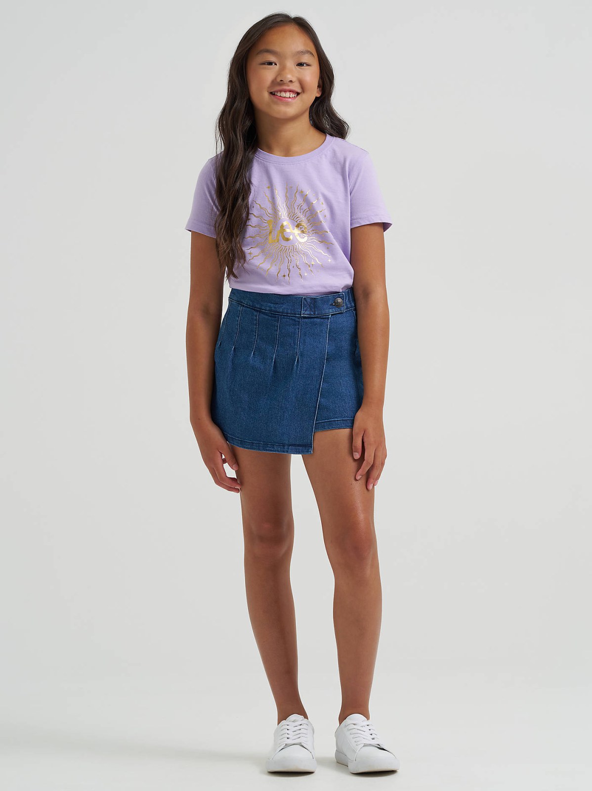 Girl's Pleated Denim Skort