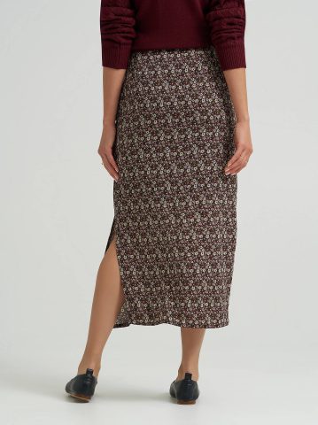 Women's Floral Midi Skirt with Side Slit