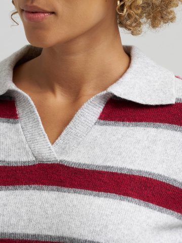 Women's V-Neck Stripe Sweater