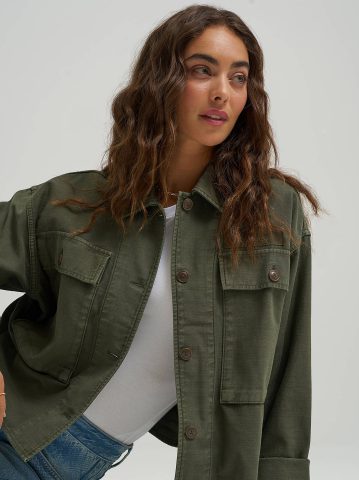 Women's Oversized Double Pocket Utility Overshirt