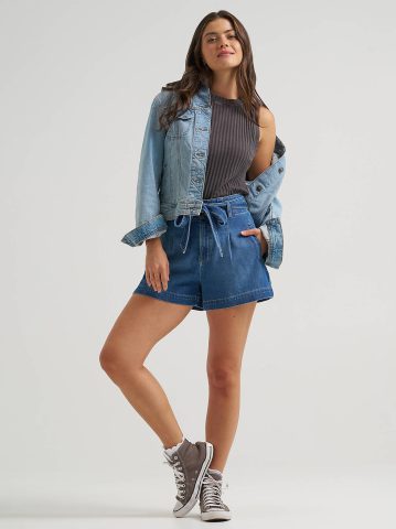 Women's High Rise Denim Bow Short — alternate view
