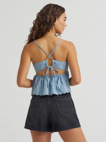 Women's Cross Back Peplum Cami Top