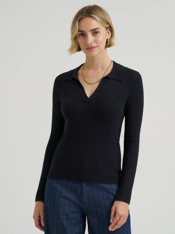 Women's Plaited Polo Sweater — alternate view