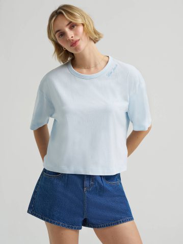 Women's Boxy Fit Embroidered Logo Tee — alternate view