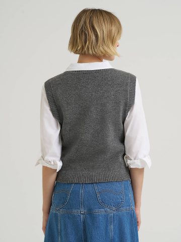 Women's V-Neck Sweater Vest — alternate view