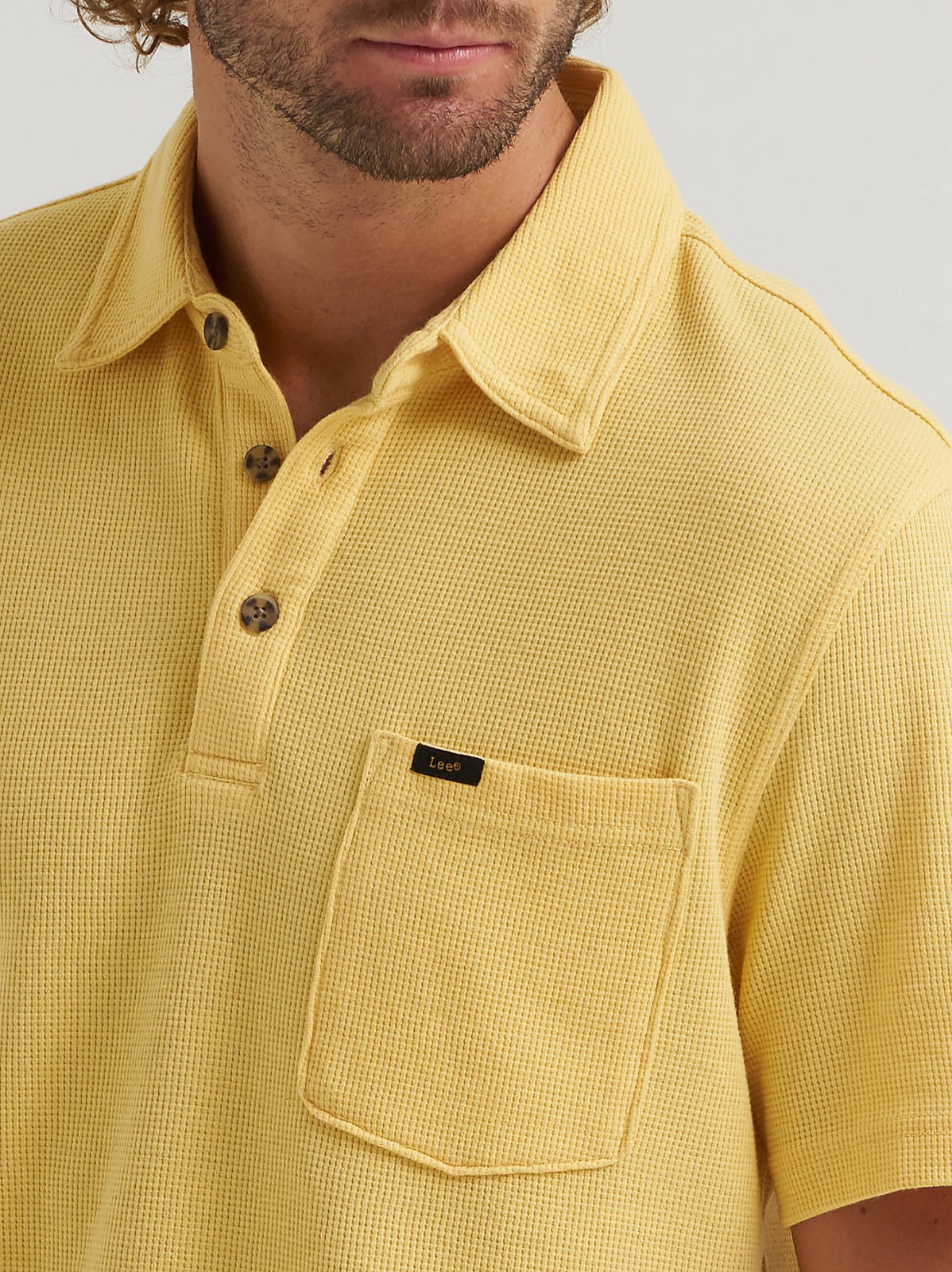 Men's Lightweight Waffle Knit Polo Shirt - view 3