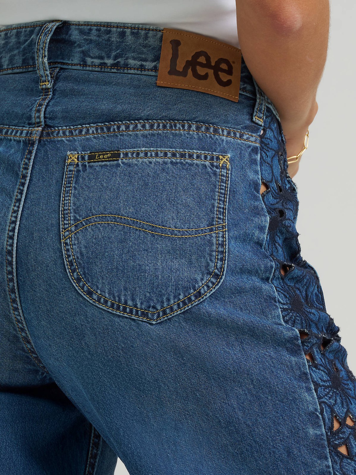 Women's 100% Cotton Lace Side Seam Low Slung Barrel Rider™ Jean - view 6