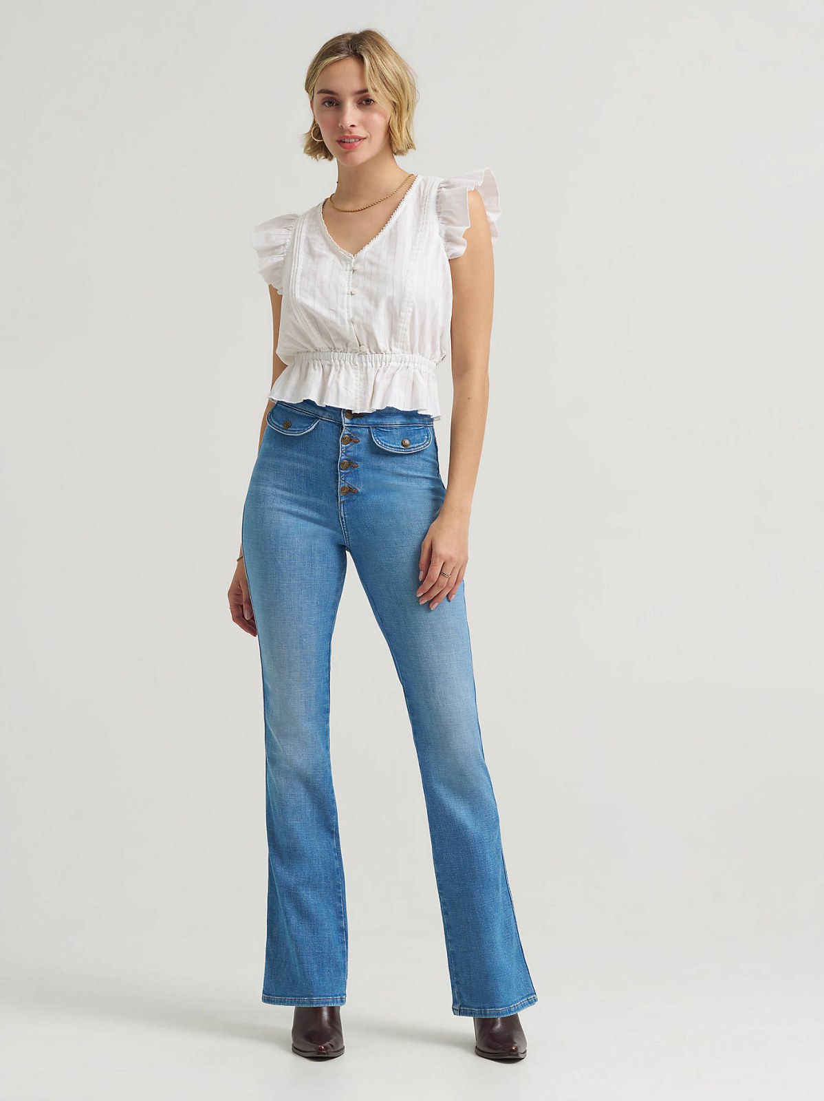 Women's Lace Up Back Button-Fly Bootcut Jean - view 3