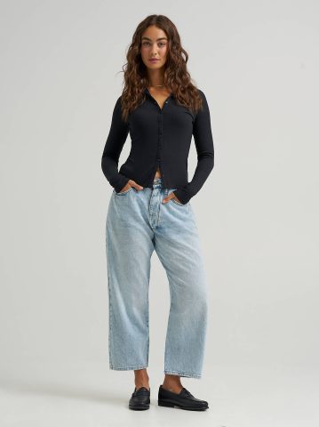 Women's Loose Crop Button-Fly Jean