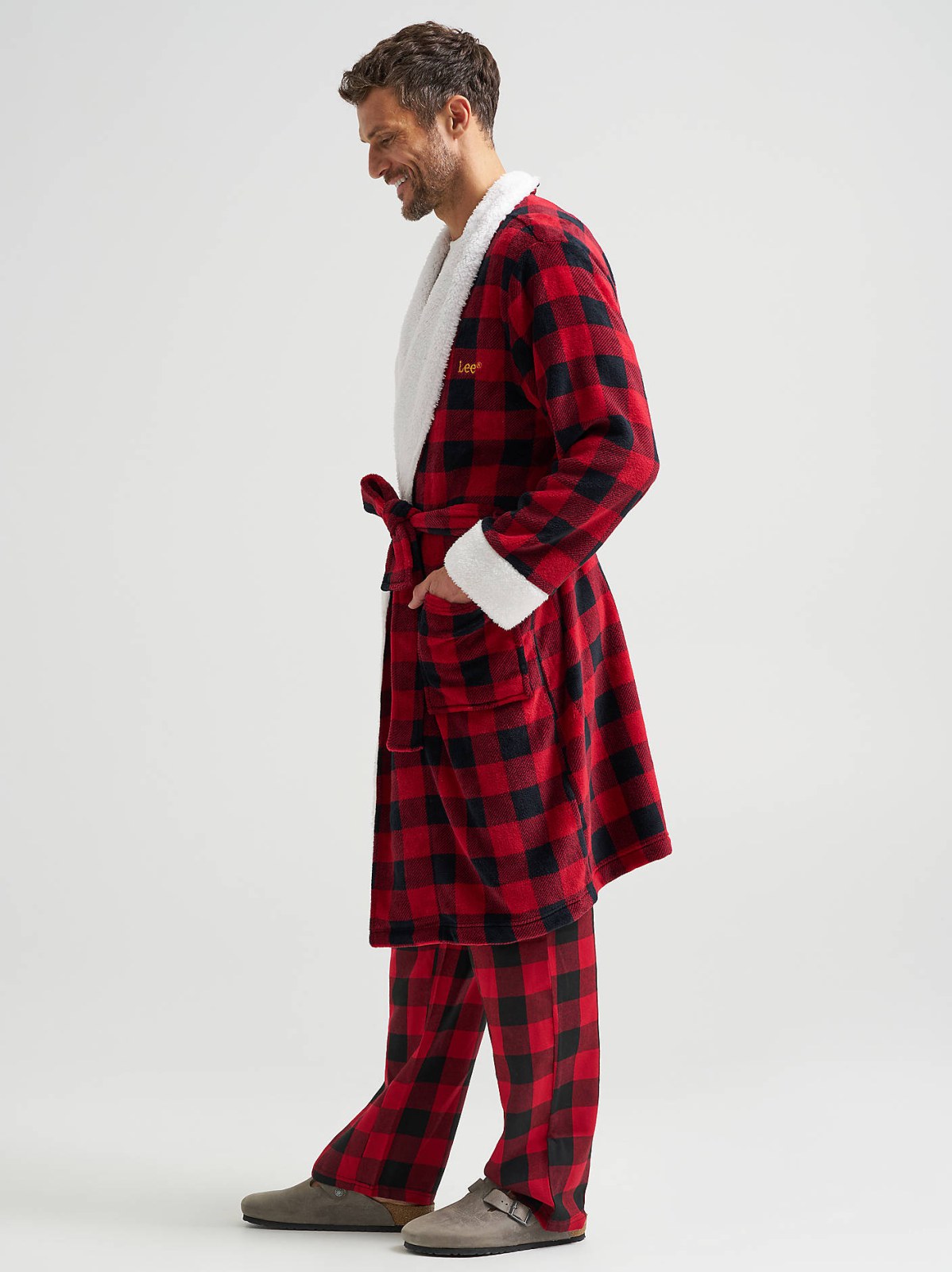 Men's Sherpa Lined Flannel Robe - view 3