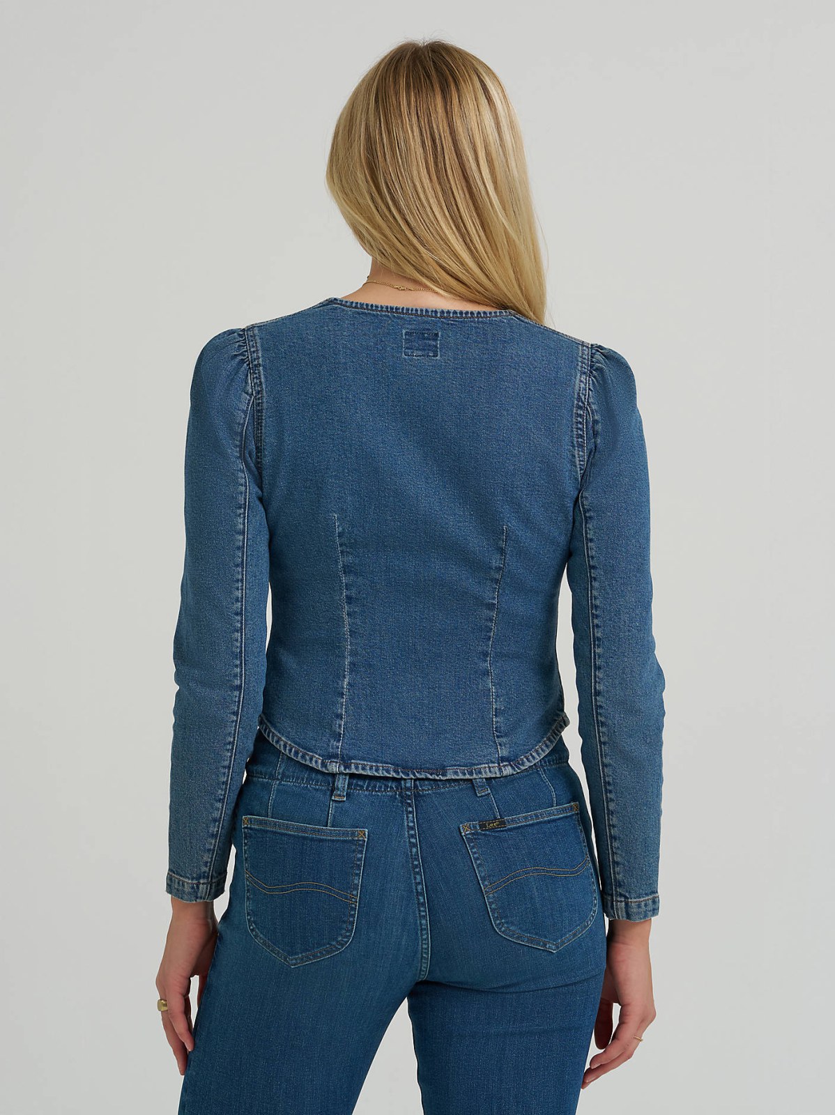 Women's Square Neck Denim Button Down Shirt - view 2
