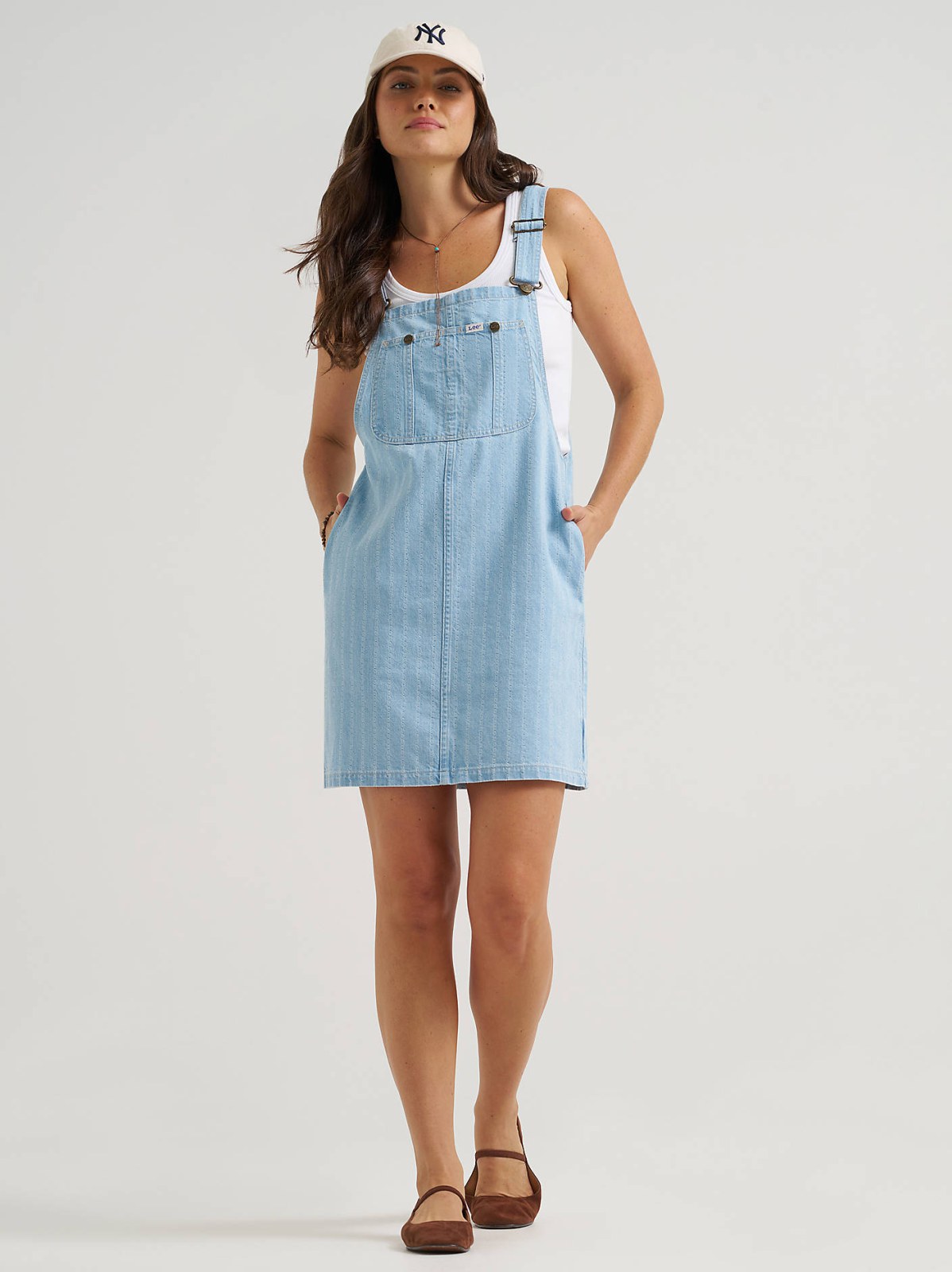 Women's Loose Bib Denim Overall Dress - view 2