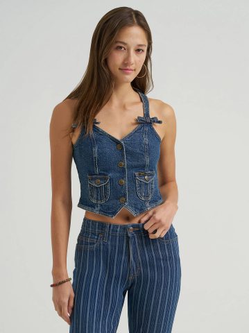 Women's Denim Bow Vest Women's Denim Bow Vest
