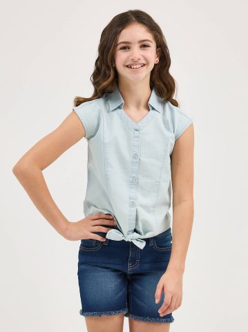 Girl's Tie Front Chambray Shirt Girl's Tie Front Chambray Shirt