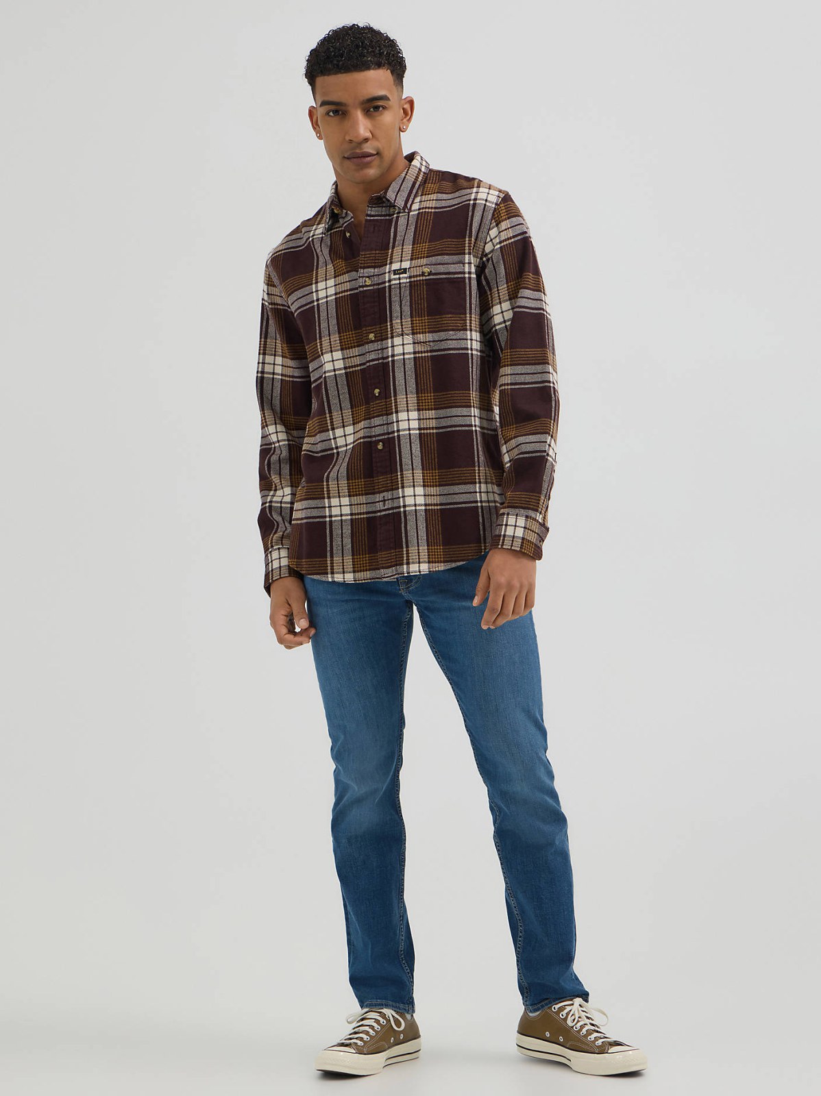 Men's Relaxed Fit Riveted Plaid Button Down Shirt - view 2