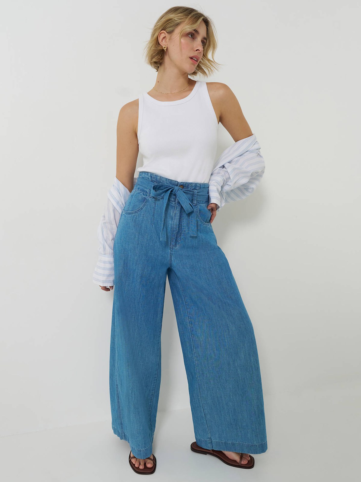 Women's High Rise Pleated Linen Trouser Pant