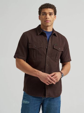 Men's Double Chest Patch Pocket Button Down Shirt