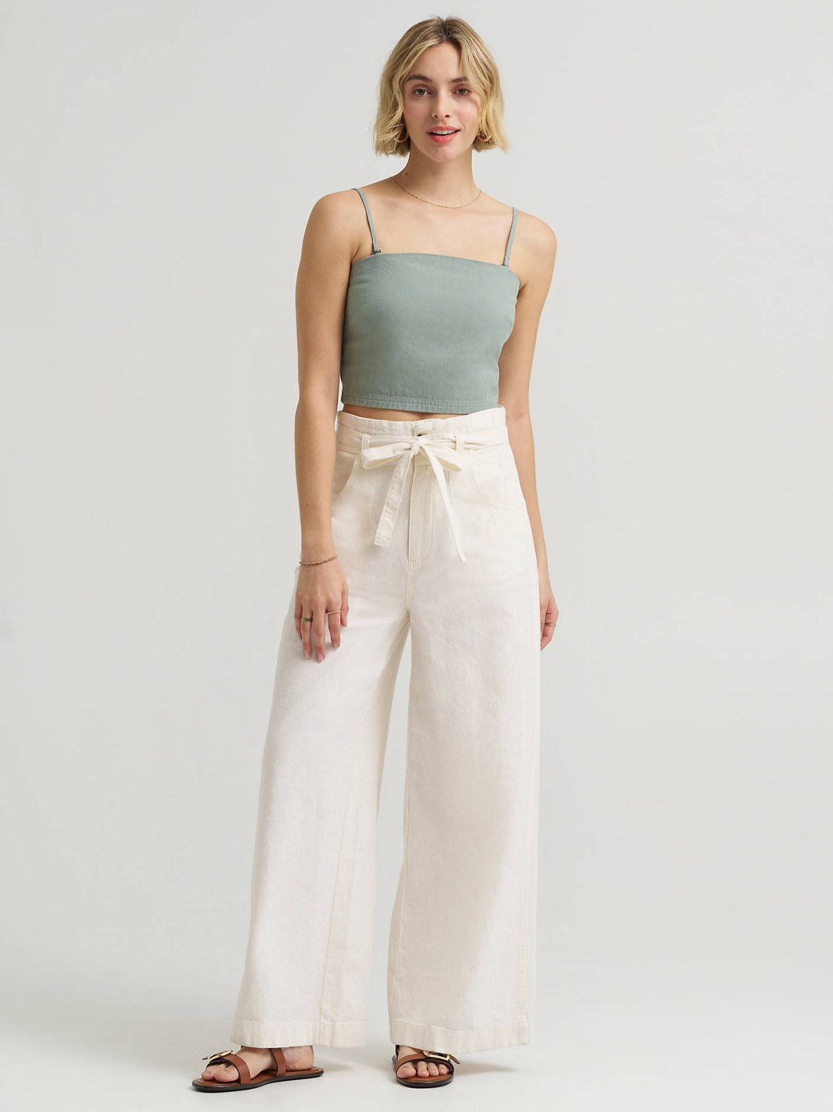 Women's Detachable Straps Linen Tube Top - view 3