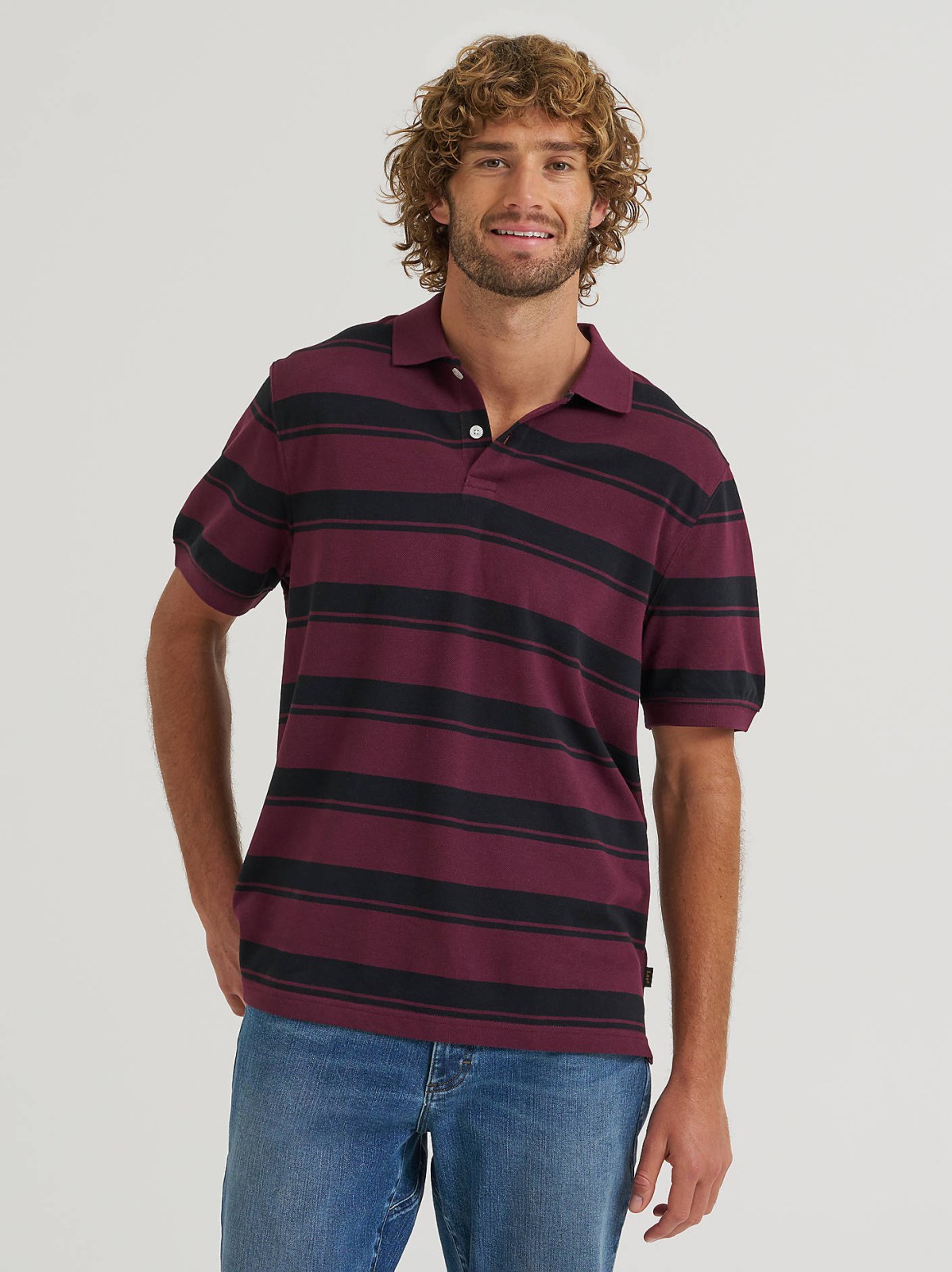 Men's Stripe Mini Pique Polo Shirt