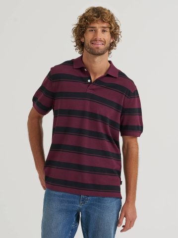 Men's Stripe Mini Pique Polo Shirt