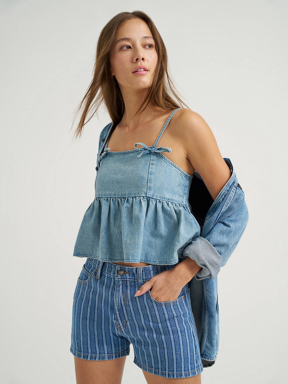 Women's Stripe Denim Short
