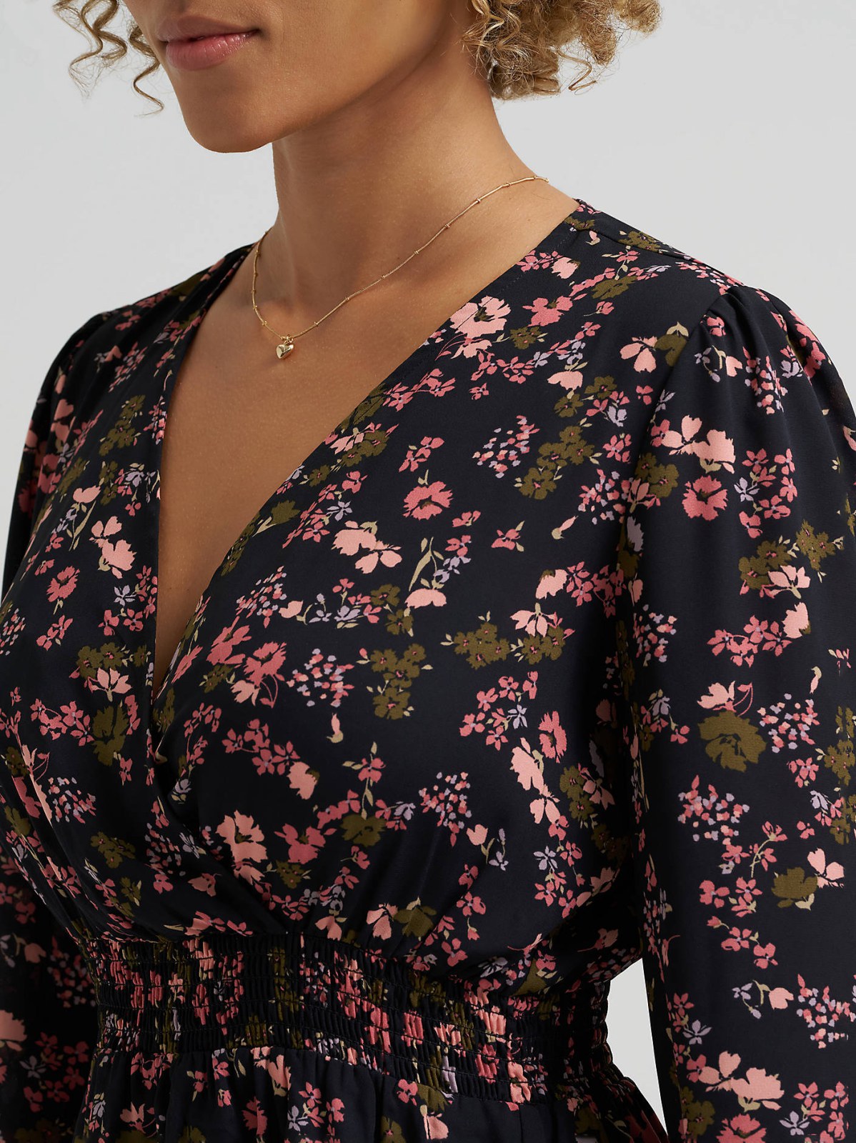 Women's Long Sleeve Floral Ruffle Dress - view 4