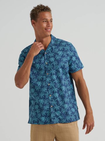 Men's Palm Print Camp Shirt Men's Palm Print Camp Shirt