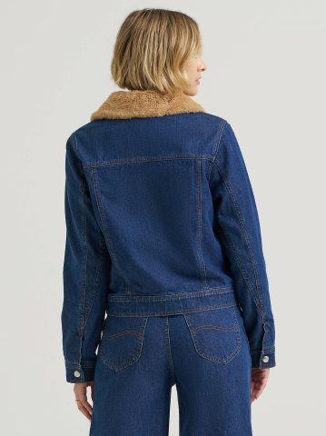 Women's Premium Removable Fur Collar Denim Jacket — alternate view