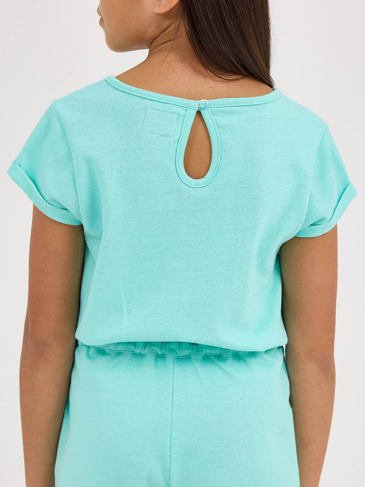 Girl's French Terry Roll Sleeve Romper - view 4