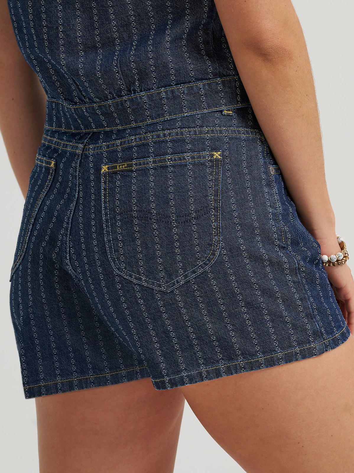Women's 100% Cotton Classic Stripe Denim Short - view 6