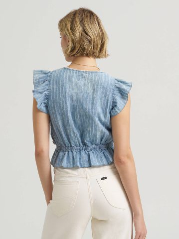 Women's V-Neck Flutter Sleeve Top