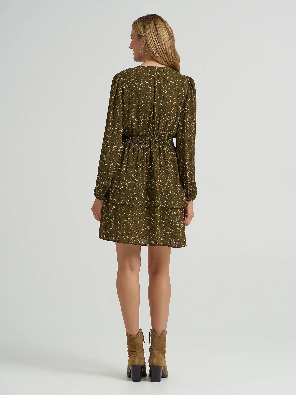 Women's Long Sleeve Floral Ruffle Dress - view 2