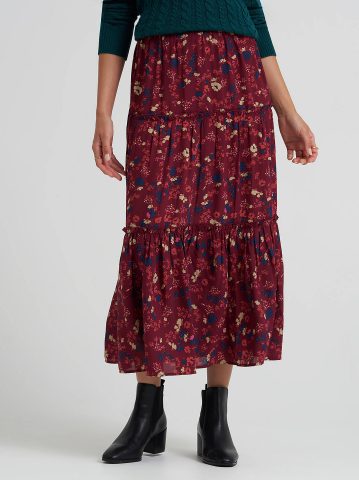 Women's Long Tiered Floral Skirt — alternate view