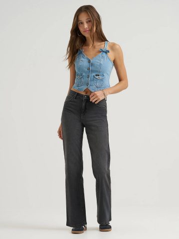 Women's Denim Bow Vest