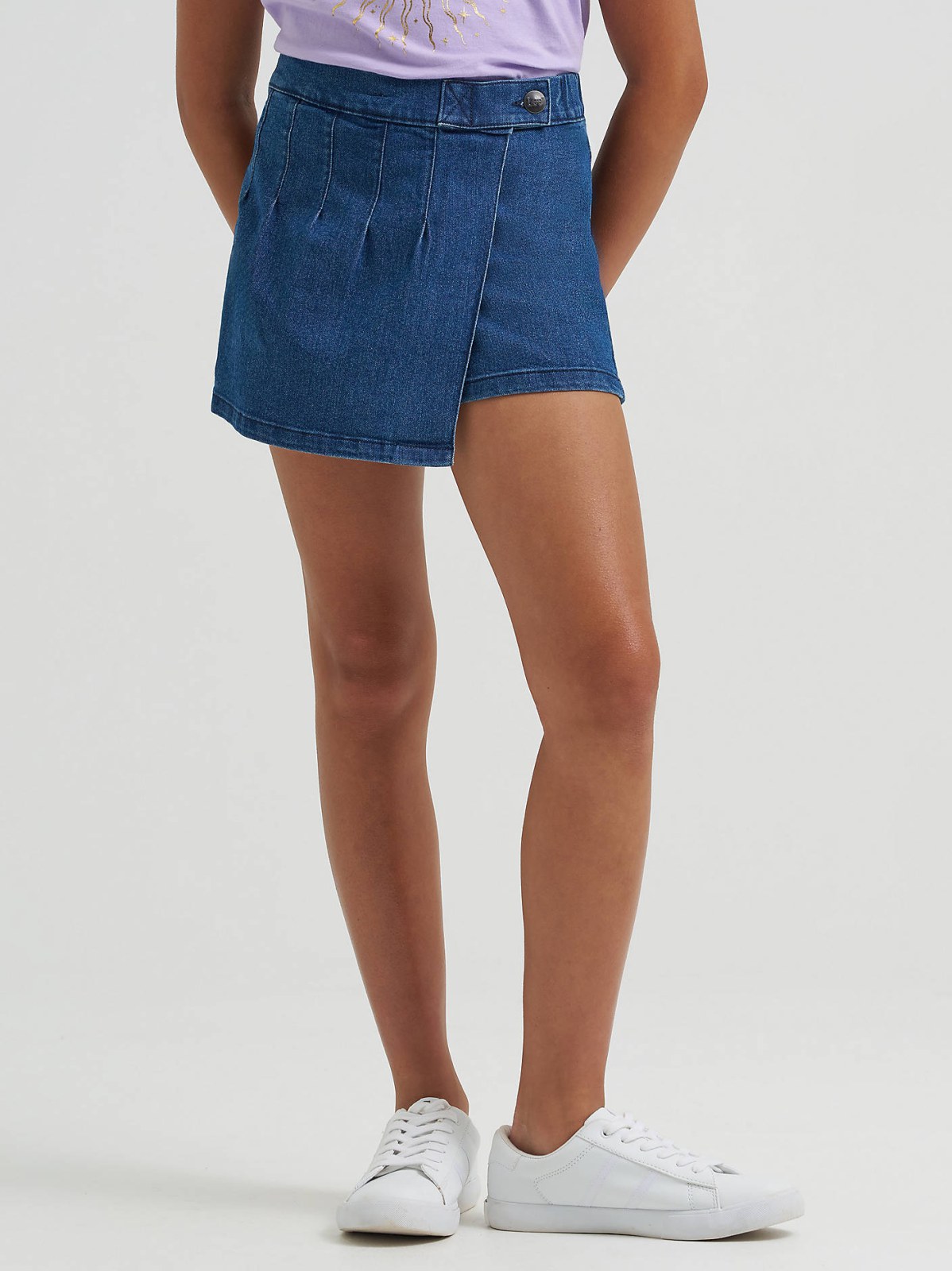 Girl's Pleated Denim Skort - view 2