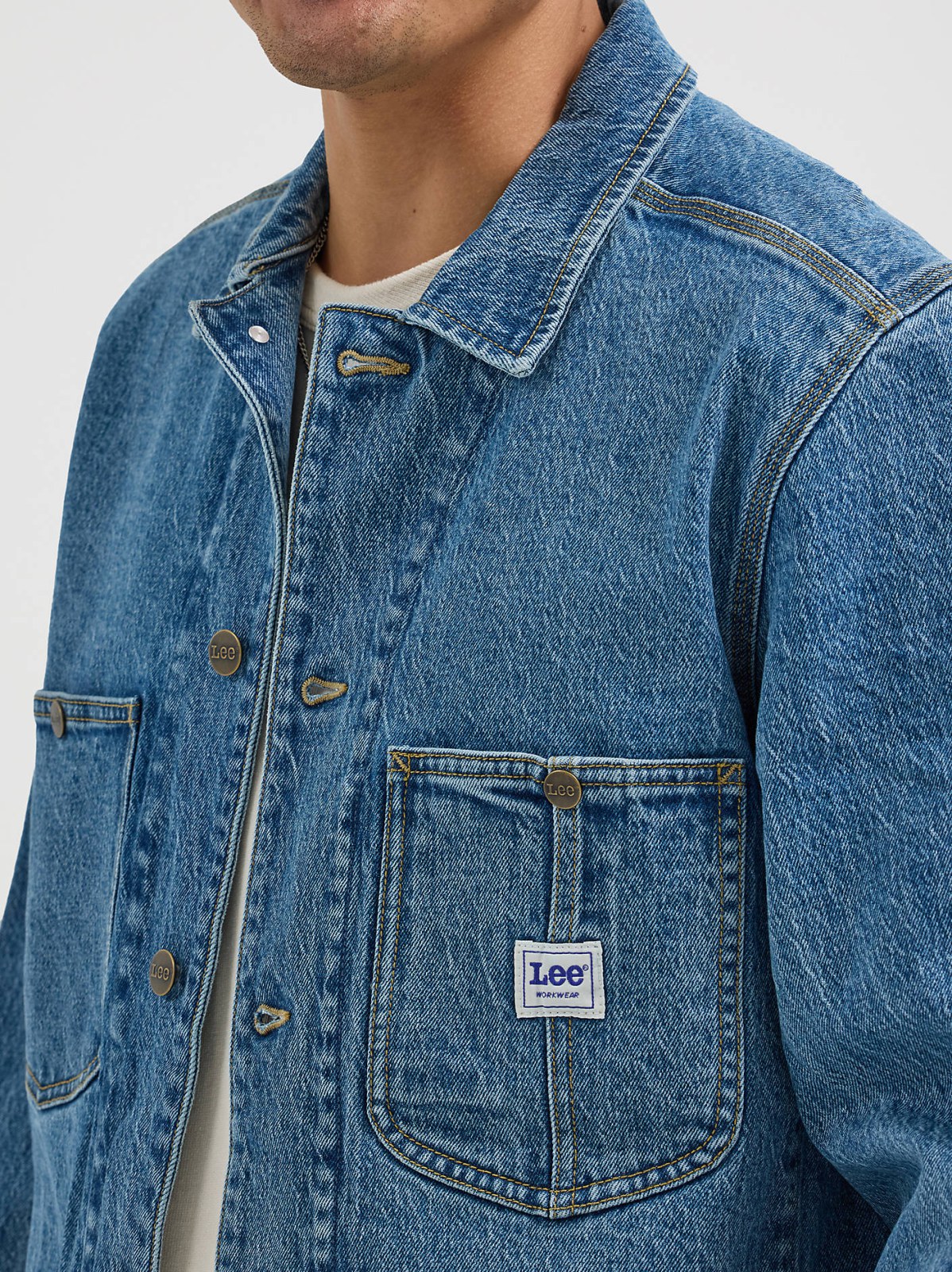 Men's Loose Fit Denim Workwear Chore Coat - view 4