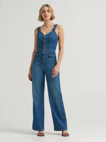Women's Back Cut Out Denim Jumpsuit