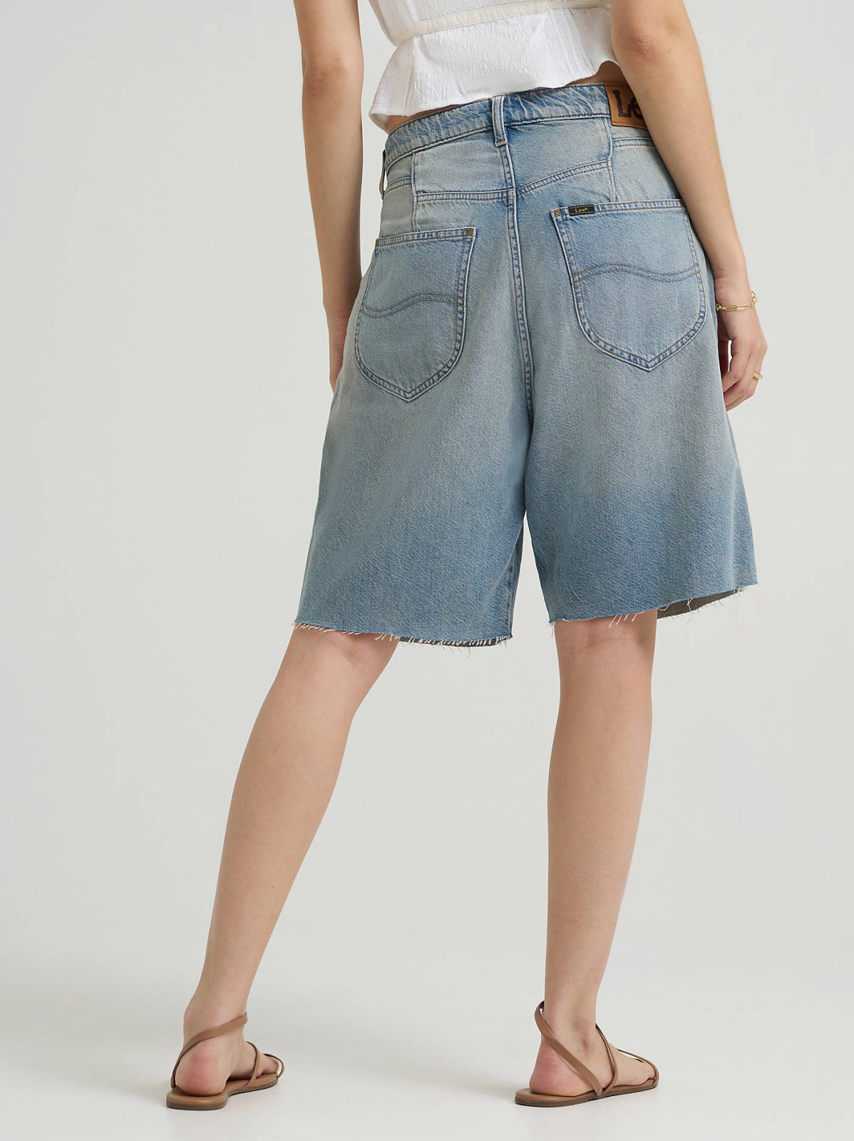Women's Low Rise Button-Fly Darted Slouch Denim Bermuda - view 3