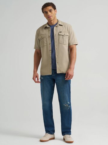 Men's Double Chest Patch Pocket Button Down Shirt