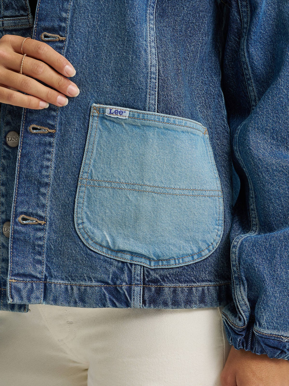 Women's Patched Denim Chore Jacket - view 6