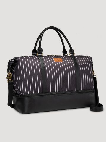Women's Striped Denim Duffle Bag