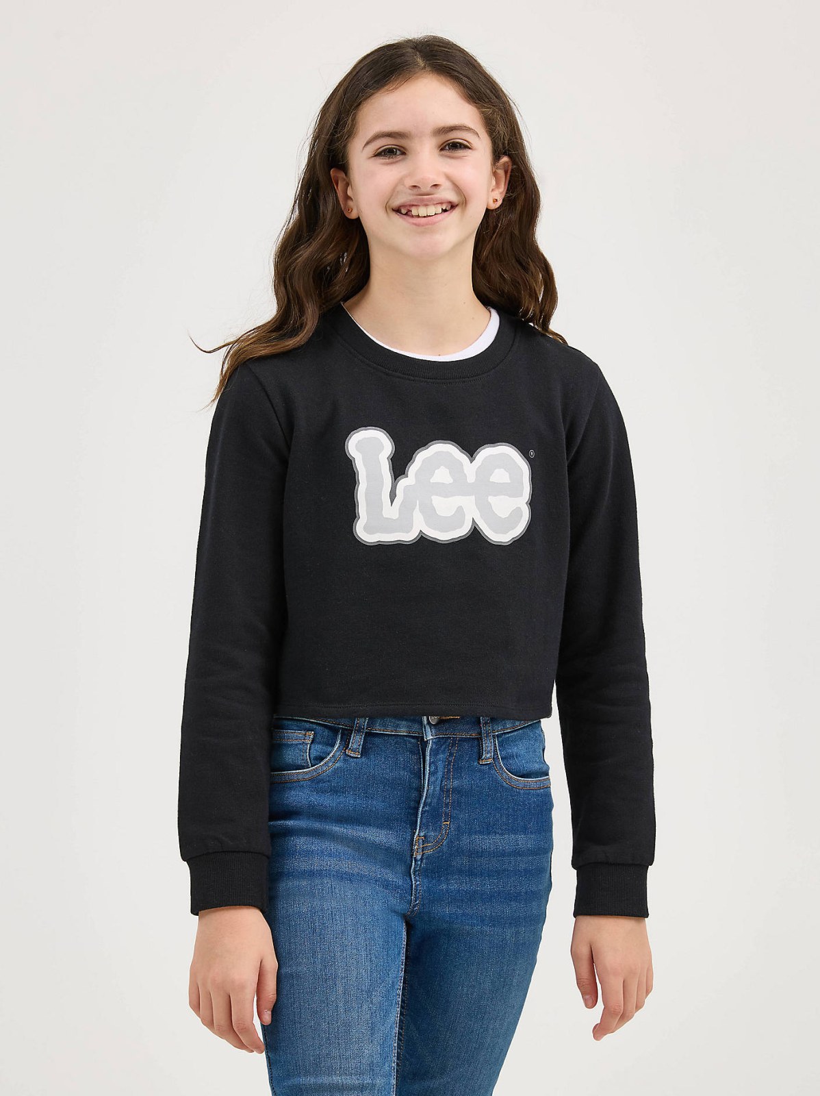 Girl's Crop Logo Crewneck