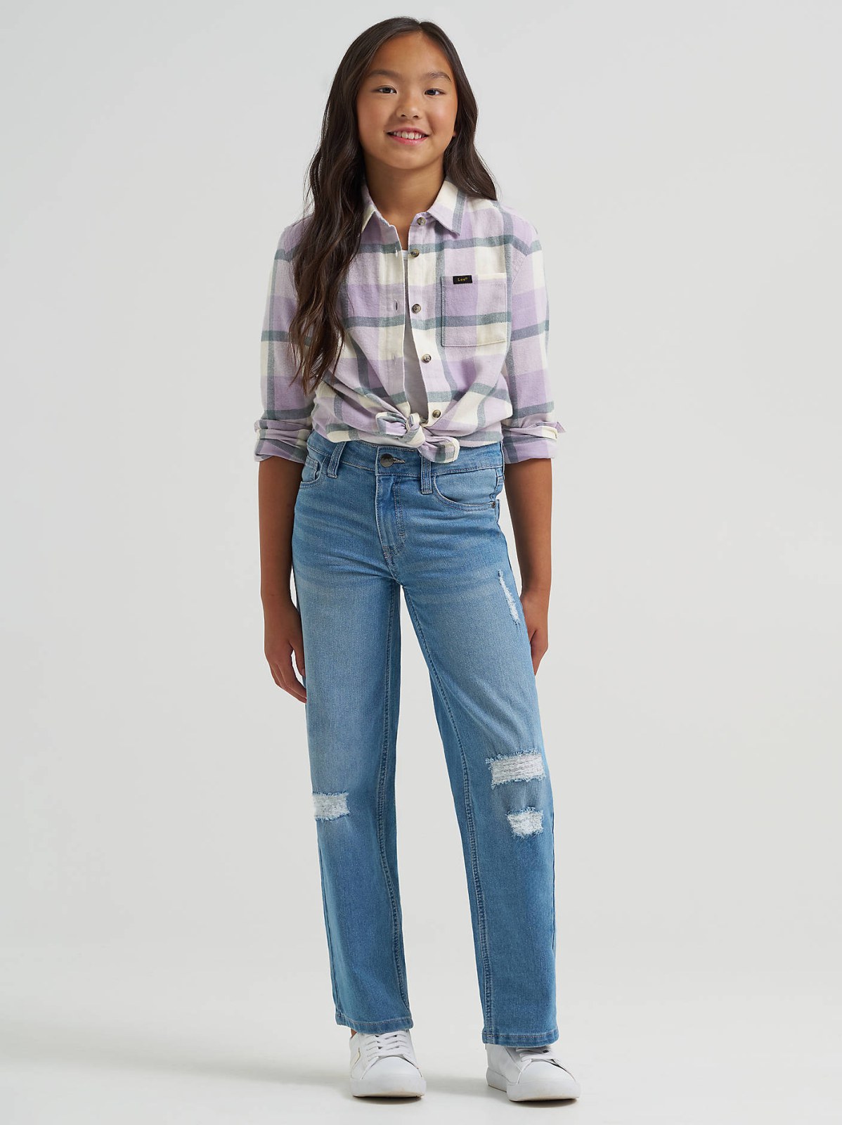 Girl's Distressed Wide Leg Jean