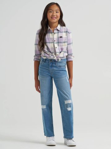 Girl's Distressed Wide Leg Jean