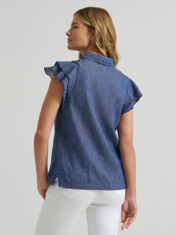 Women's Legendary Flutter Sleeve Button Down Shirt — alternate view